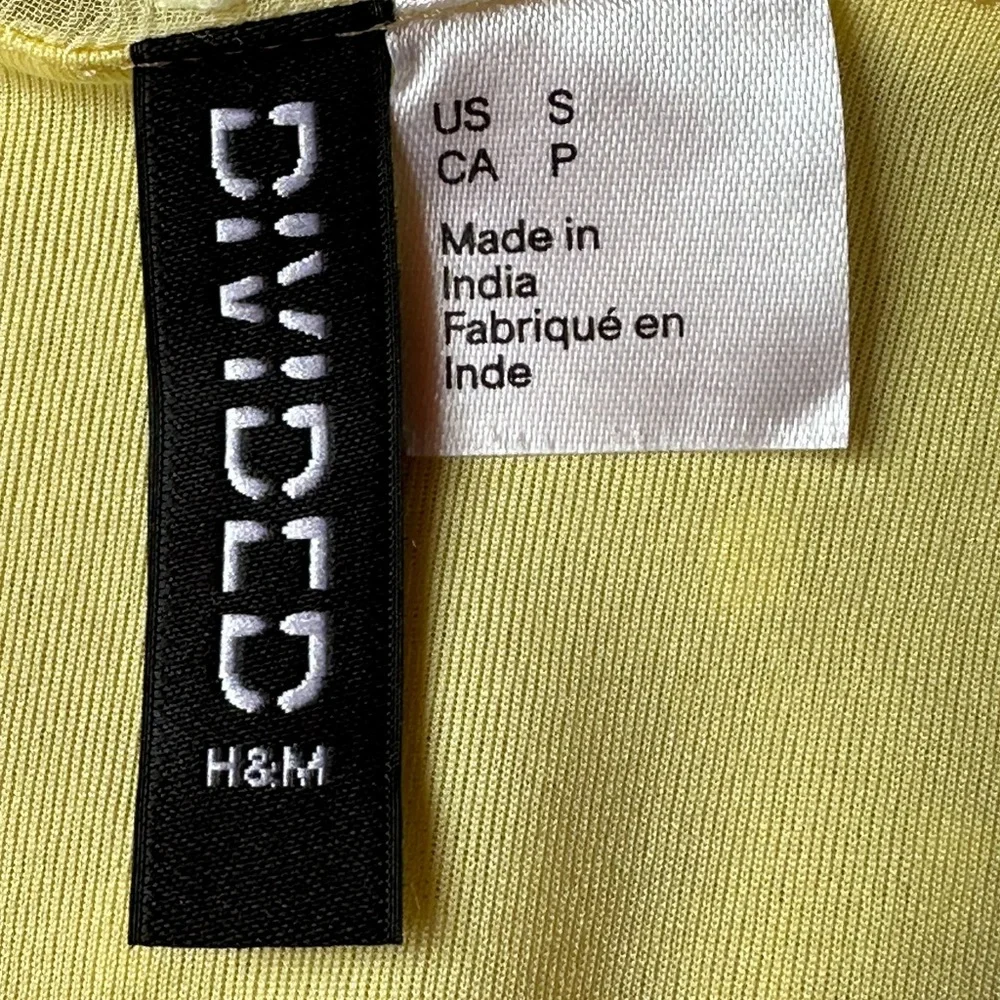 H&M Divided Yellow Puff Sleeved Ruffled Dress size Small - Picture 5 of 12